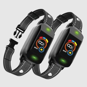 Twin Pack of Digital Bark Collars: Rechargeable Dog Bark Collar, Adjustable Sensitivity and Intensity Beep Vibration Shock, Anti Barking Collar for Small Medium Large Breed Dogs (Black)